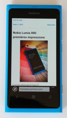 Naviguer le web sous Windows Phone est un délice avec le Nokia Lumia 800