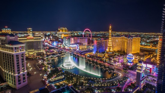 Vue aérienne de la "Strip" de Las Vegas
