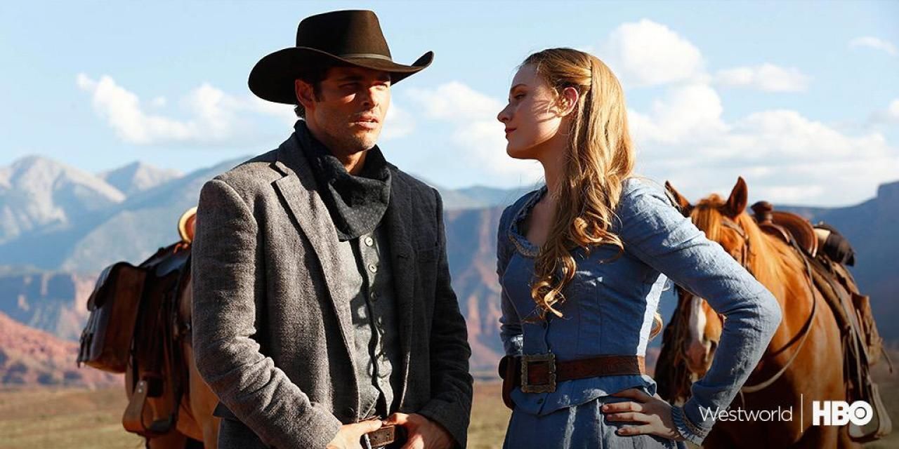 James Marsden et Evan Rachel Wood dans une scène de la nouvelle série Westworld.