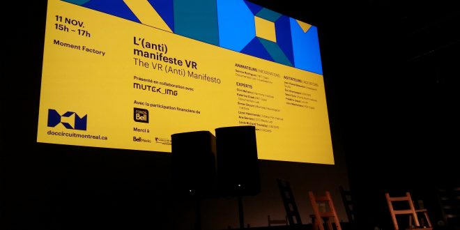 Une conférence-débat sur la réalité virtuelle s'est tenue vendredi dans le cadre des Rencontres internationales du documentaire de Montréal chez Moment Factory.