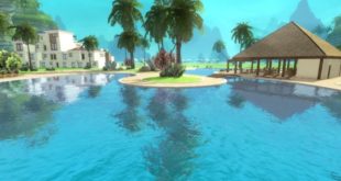 Vue depuis une piscineConcept du mini-jeu d'insecticide - Beach Bum Games