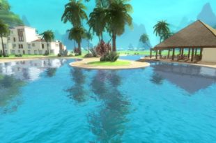 Vue depuis une piscineConcept du mini-jeu d'insecticide - Beach Bum Games