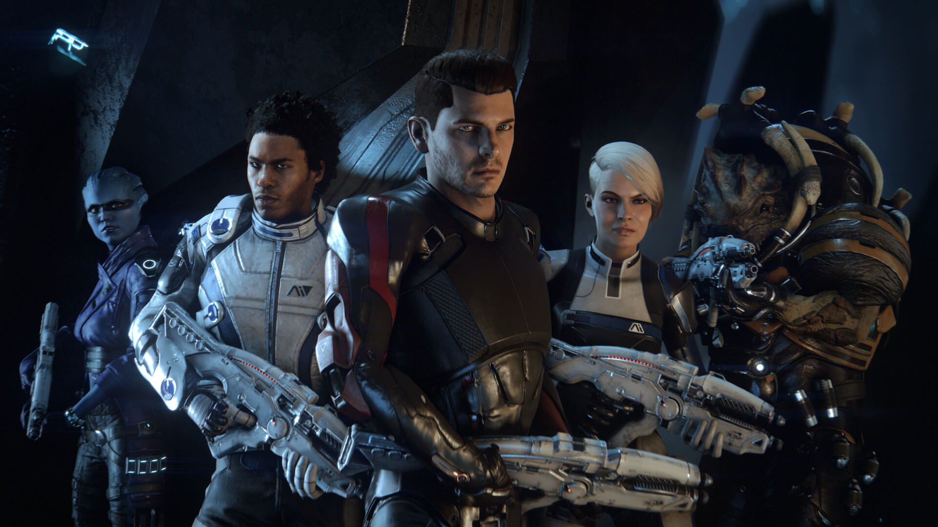 Ryder en compagnie de quelques uns de ses co-équipiers | Mass Effect Andromeda