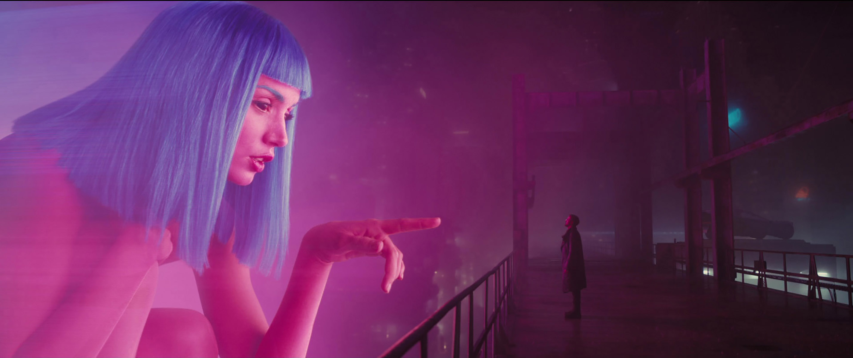 (L-R) ANA DE ARMAS as Joi and RYAN GOSLING as K in Alcon Entertainment's action thriller "BLADE RUNNER 2049," a Warner Bros. Pictures and Sony Pictures Entertainment release, domestic distribution by Warner Bros. Pictures and international distribution by Sony Pictures. Photo Credit: Courtesy of Alcon Entertainment. Copyright: © 2017 ALCON ENTERTAINMENT, LLC