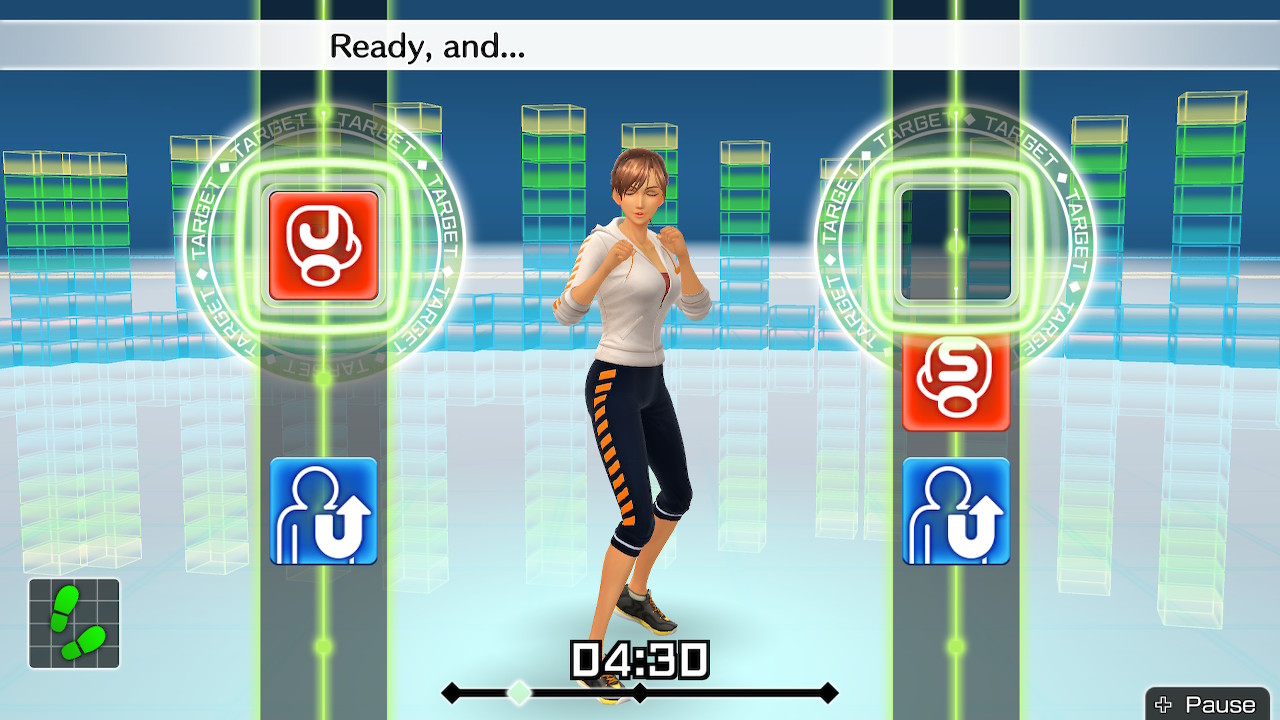 L'interface du jeu lors d'un entraînement. - Fitness Boxing
