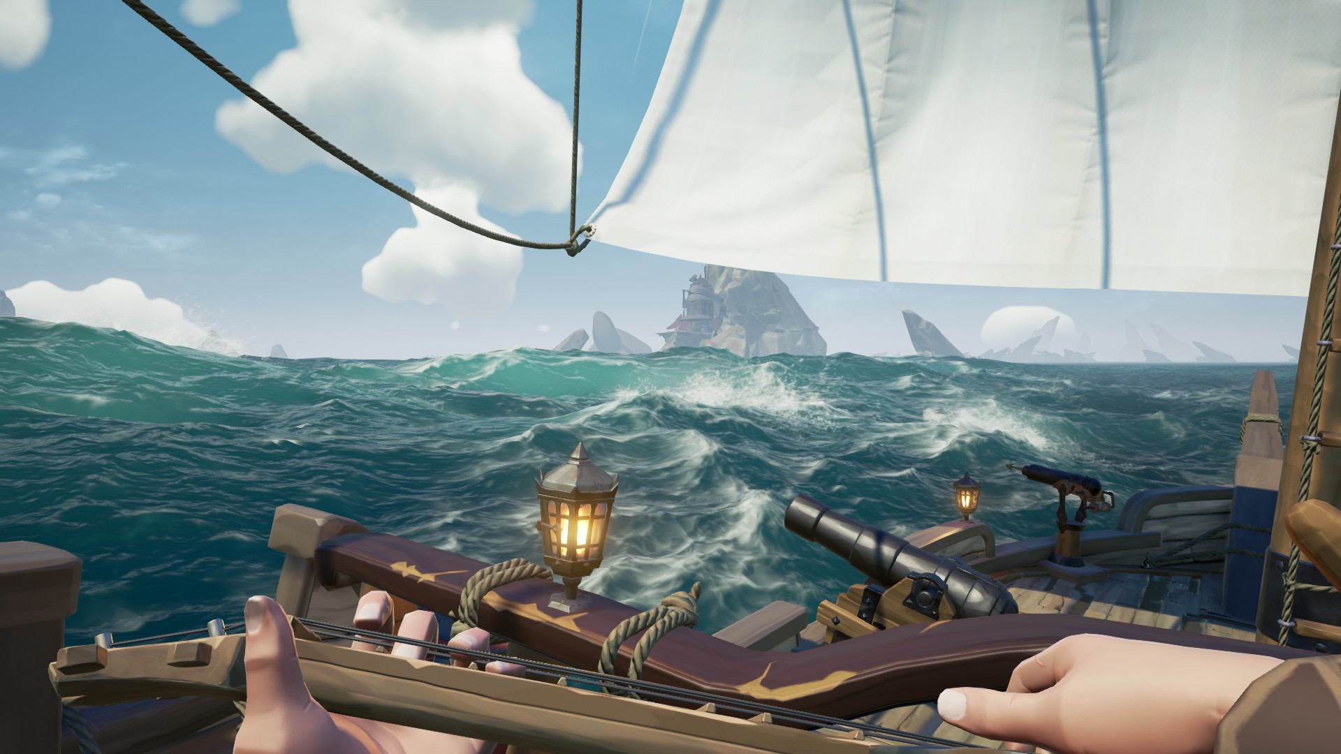 Mon pirate joue d'un instrument alors qu'il navigue.