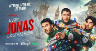 Affiche promotionnelle de « A Very Jonas Christmas Movie », la comédie musicale de Noël des Jonas Brothers disponible sur Disney.