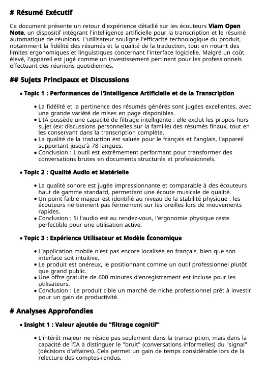 Capture d'écran résumé d'enregistrement format PDF - page 1